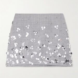 Jonathan Simkhai Silver Sequin Mini Skirt